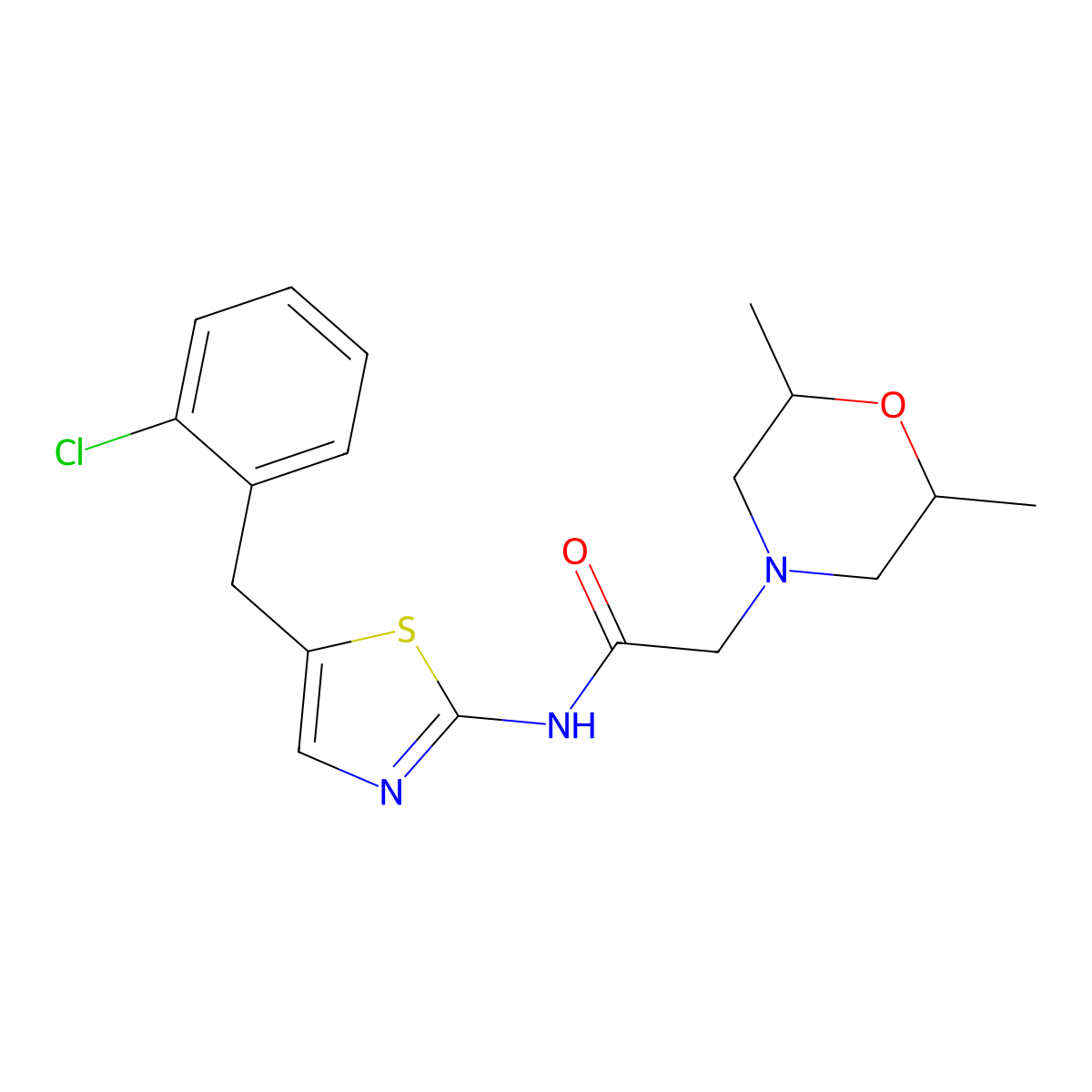 N-[5-[(2-chlorophenyl)methyl]-1,3-thiazol-2-yl]-2-(2,6-dimethylmorpholin-4-yl)acetamide molecular structure, CAS 854003-73-9
