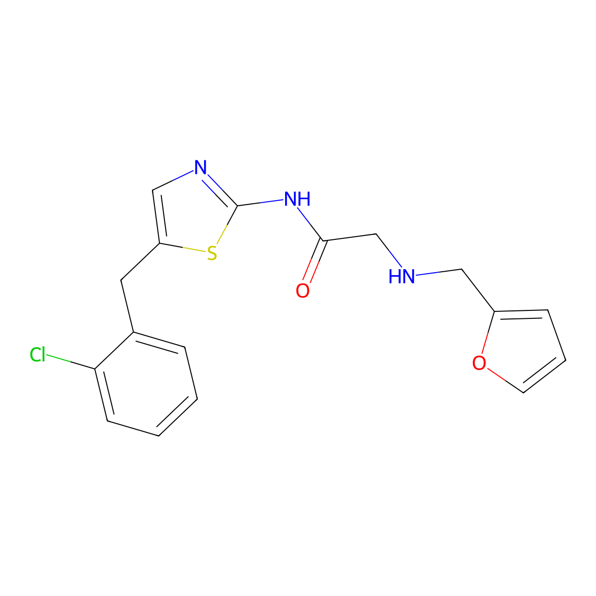 N-(5-(2-chlorobenzyl)thiazol-2-yl)-2-((furan-2-ylmethyl)amino)acetamide molecular structure, CAS 854003-82-0