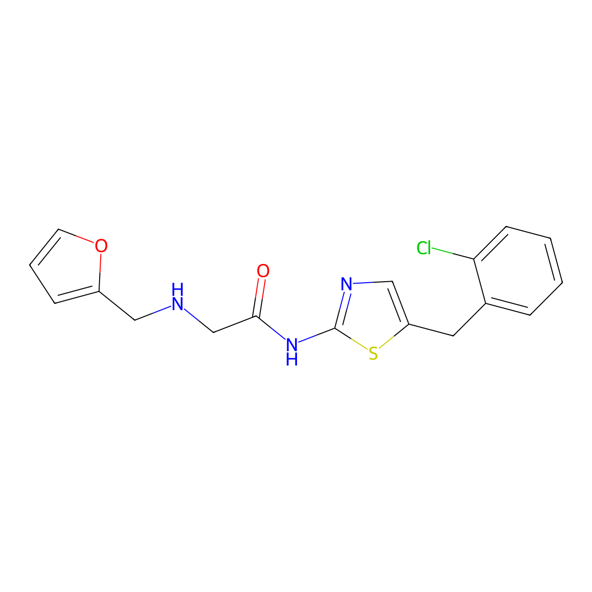 N-(5-(2-chlorobenzyl)thiazol-2-yl)-2-((furan-2-ylmethyl)amino)acetamide molecular structure, CAS 854003-82-0