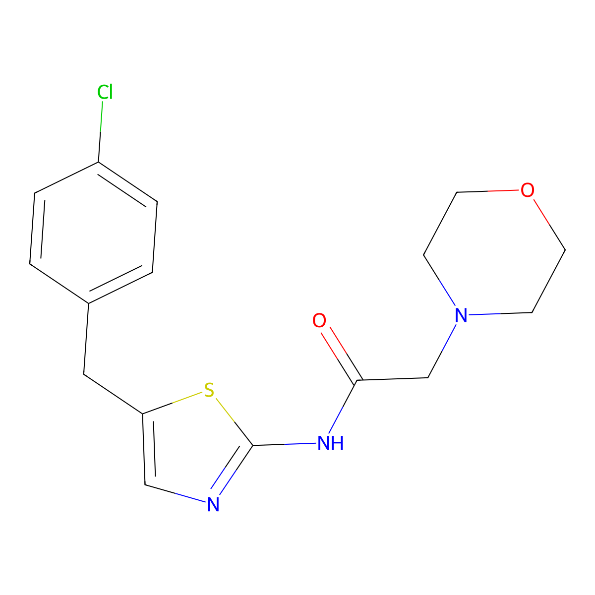 N-[5-(4-chlorobenzyl)-1,3-thiazol-2-yl]-2-(morpholin-4-yl)acetamide molecular structure, CAS 854004-04-9