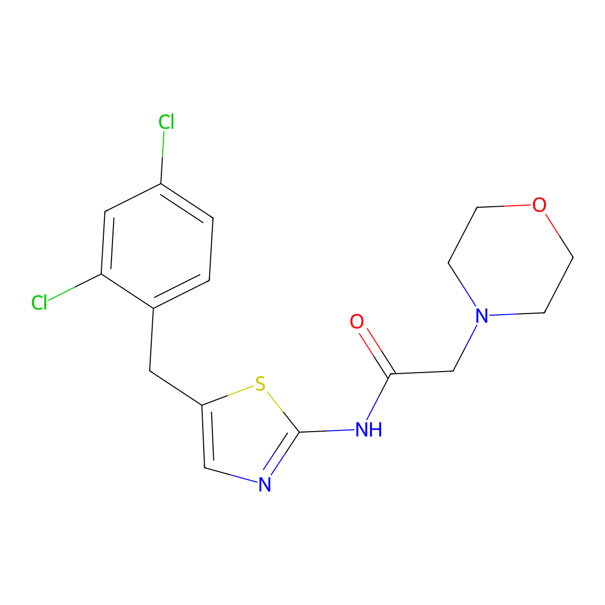 N-[5-(2,4-dichlorobenzyl)-1,3-thiazol-2-yl]-2-(morpholin-4-yl)acetamide molecular structure, CAS 854004-40-3