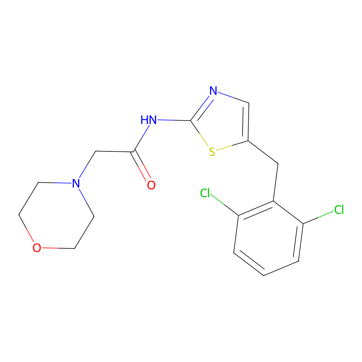 N-[5-(2,6-dichlorobenzyl)-1,3-thiazol-2-yl]-2-(morpholin-4-yl)acetamide molecular structure, CAS 854004-53-8