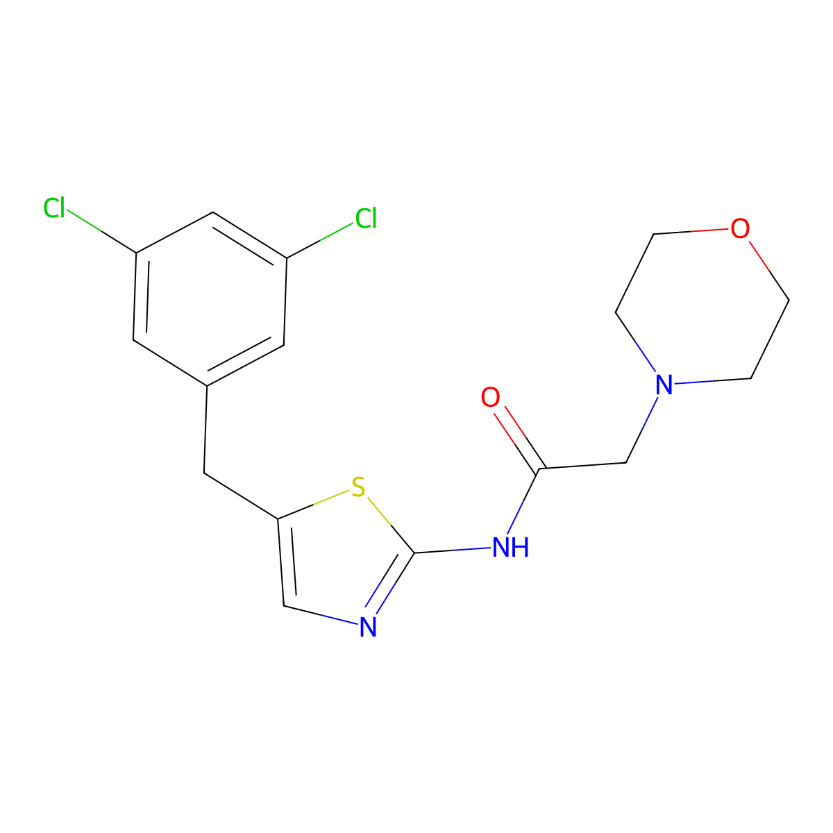 N-[5-[(3,5-dichlorophenyl)methyl]-1,3-thiazol-2-yl]-2-morpholin-4-ylacetamide molecular structure, CAS 854004-69-6
