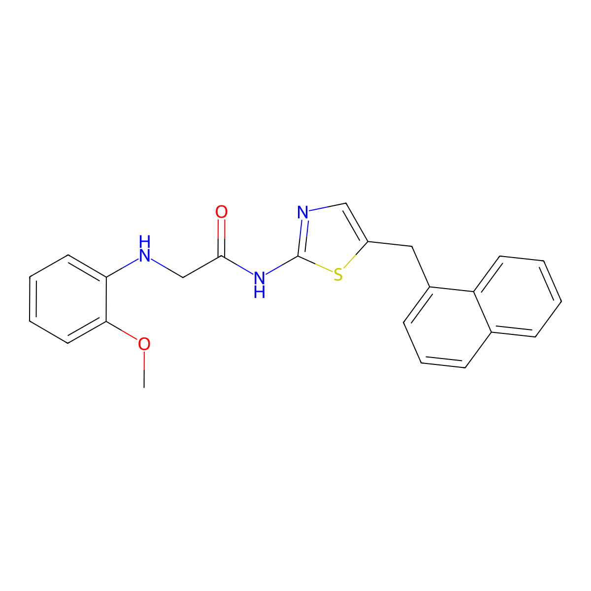 2-((2-methoxyphenyl)amino)-N-(5-(naphthalen-1-ylmethyl)thiazol-2-yl)acetamide molecular structure, CAS 854005-47-3
