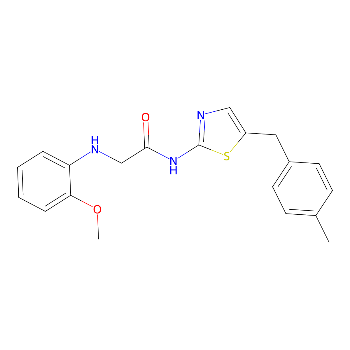 2-((2-methoxyphenyl)amino)-N-(5-(4-methylbenzyl)thiazol-2-yl)acetamide molecular structure, CAS 854005-61-1