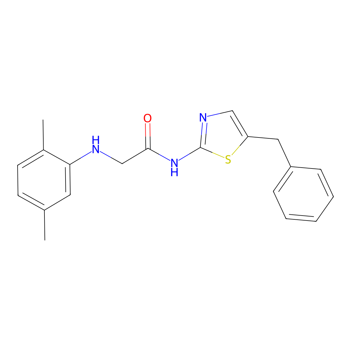 N-(5-benzylthiazol-2-yl)-2-((2,5-dimethylphenyl)amino)acetamide molecular structure, CAS 854005-71-3