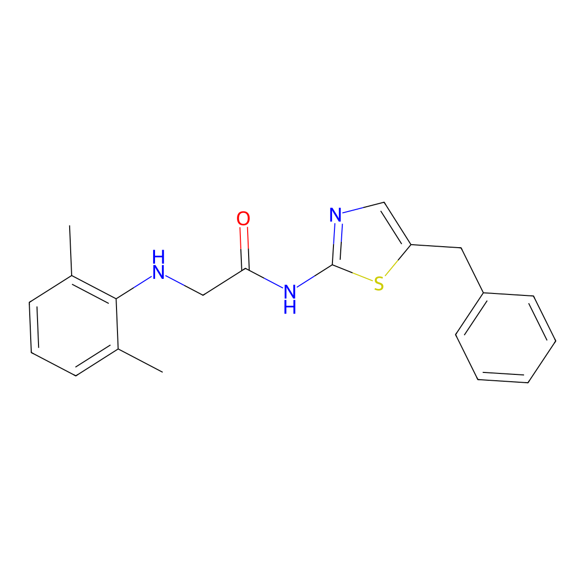 N-(5-benzylthiazol-2-yl)-2-((2,6-dimethylphenyl)amino)acetamide molecular structure, CAS 854005-73-5
