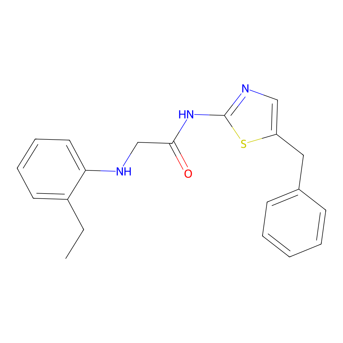 N-(5-benzylthiazol-2-yl)-2-((2-ethylphenyl)amino)acetamide molecular structure, CAS 854005-75-7