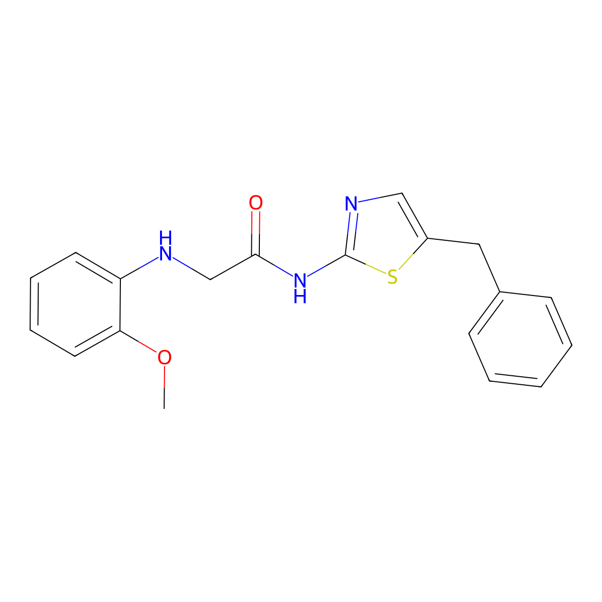 N-(5-benzylthiazol-2-yl)-2-((2-methoxyphenyl)amino)acetamide molecular structure, CAS 854005-76-8
