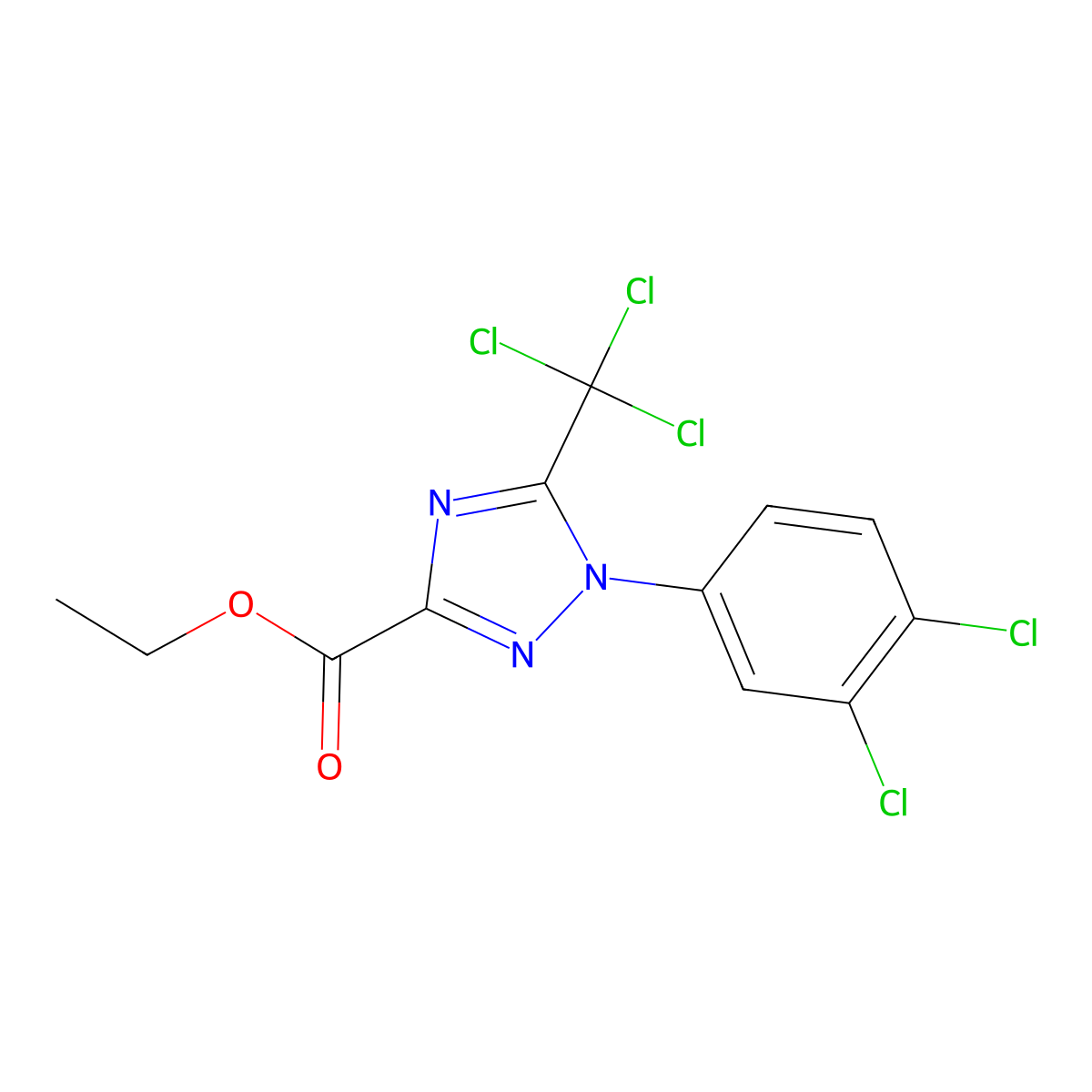 ethyl 1-(3,4-dichlorophenyl)-5-(trichloromethyl)-1H-1,2,4-triazole-3-carboxylate molecular structure, CAS 854019-67-3