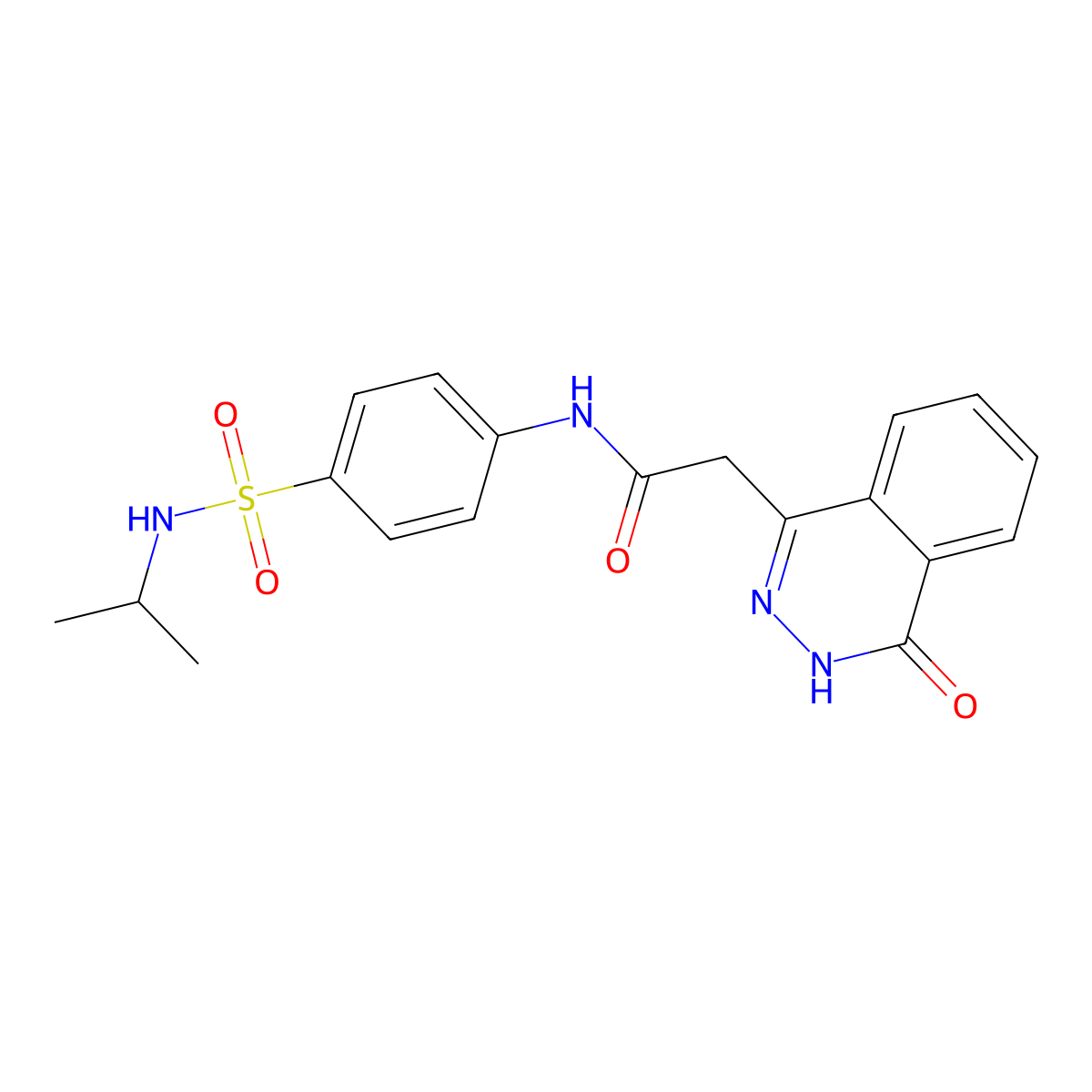 2-(4-oxo-3,4-dihydrophthalazin-1-yl)-N-{4-[(propan-2-yl)sulfamoyl]phenyl}acetamide molecular structure, CAS 854022-49-4