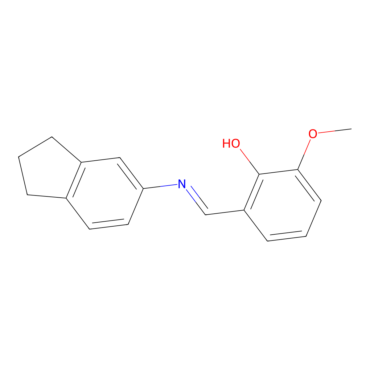 2-[(E)-(2,3-dihydro-1H-inden-5-ylimino)methyl]-6-methoxyphenol molecular structure, CAS 854022-55-2