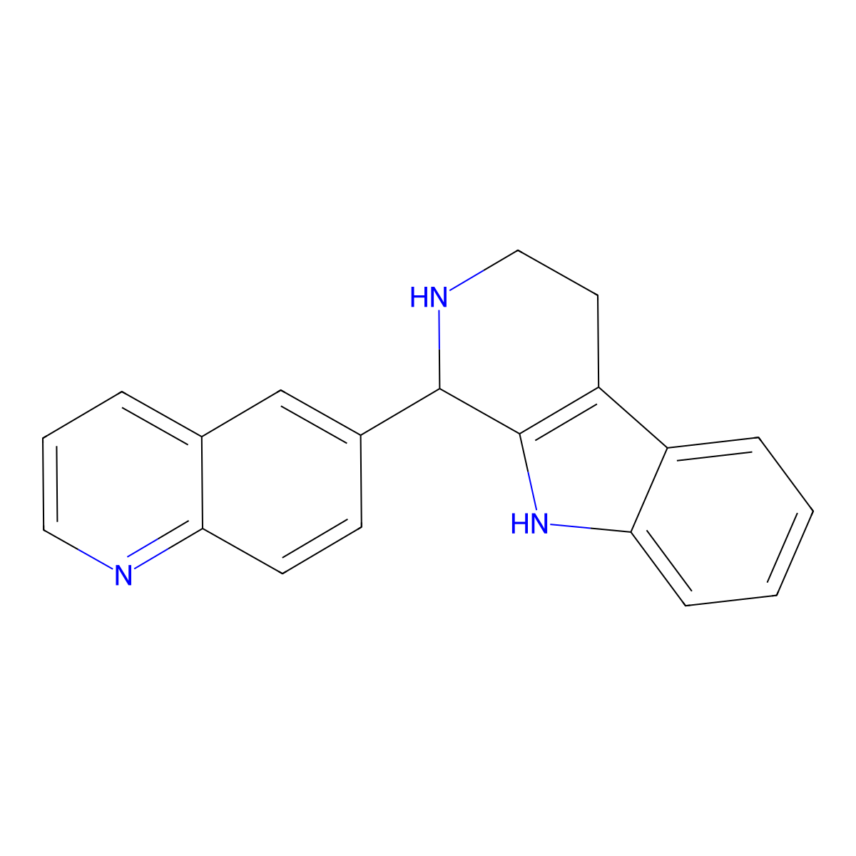 1H-Pyrido(3,4-b)indole, 2,3,4,9-tetrahydro-1-(6-quinolinyl)- molecular structure, CAS 85403-70-9