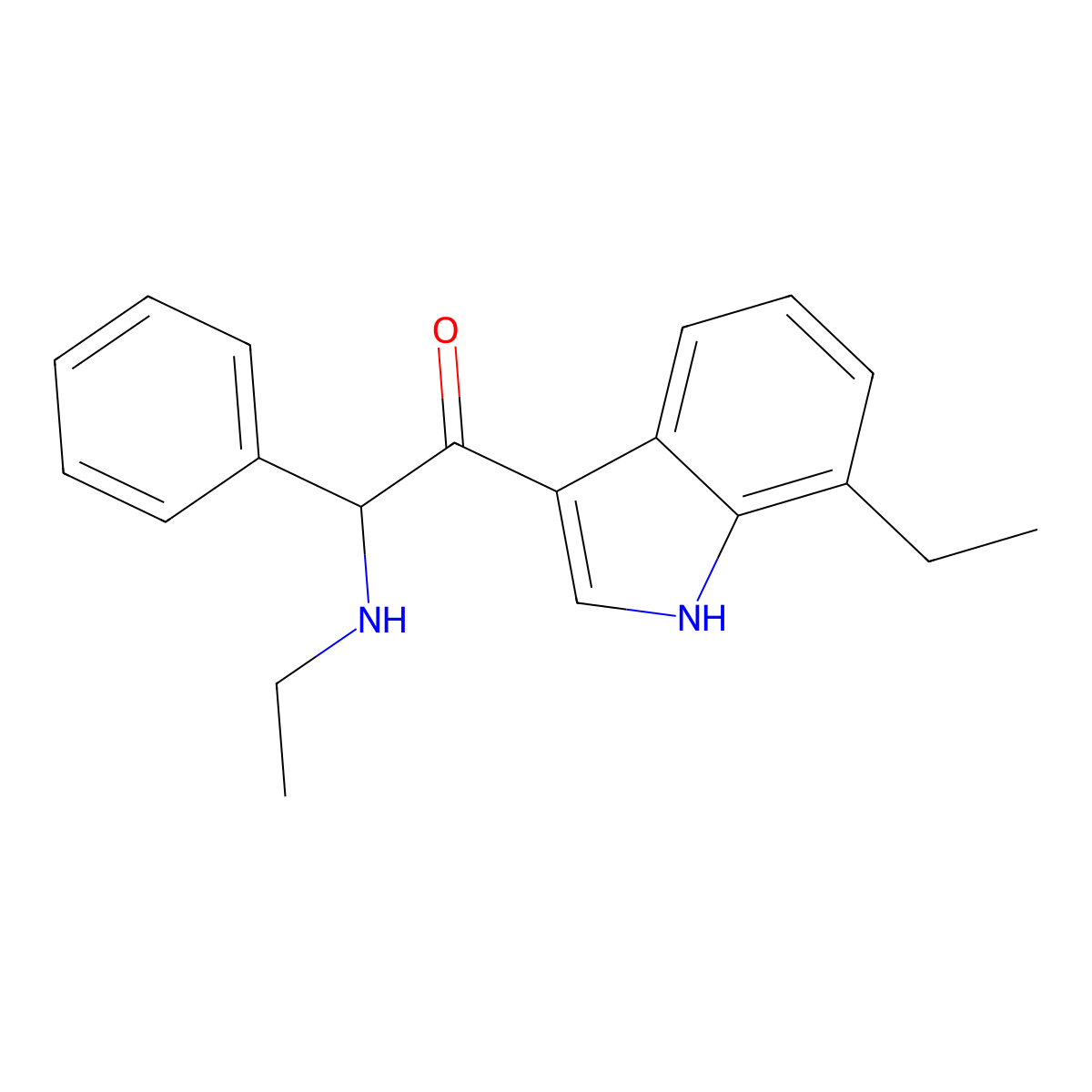 1-(7-ethyl-1H-indol-3-yl)-2-(ethylamino)-2-phenylethan-1-one molecular structure, CAS 854031-99-5