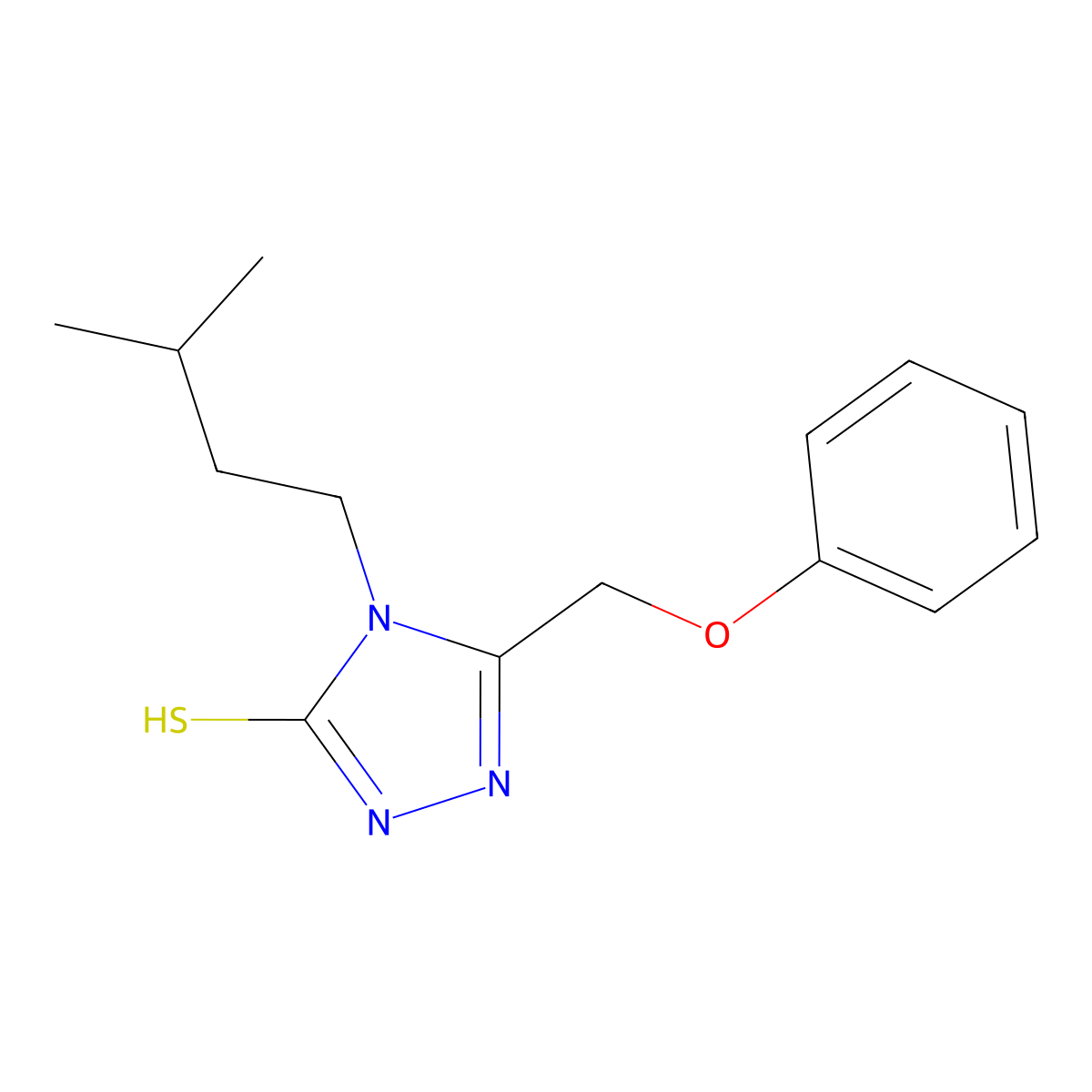 4-(3-methylbutyl)-5-(phenoxymethyl)-4H-1,2,4-triazole-3-thiol molecular structure, CAS 854035-84-0