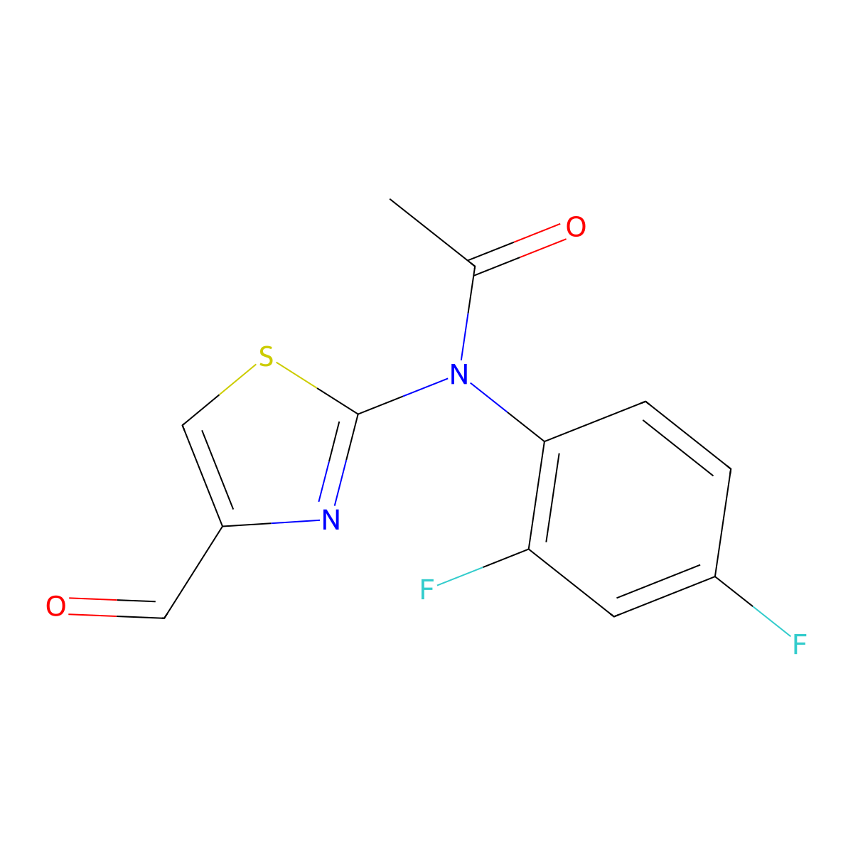 N-(2,4-difluorophenyl)-N-(4-formyl-1,3-thiazol-2-yl)acetamide molecular structure, CAS 854035-88-4