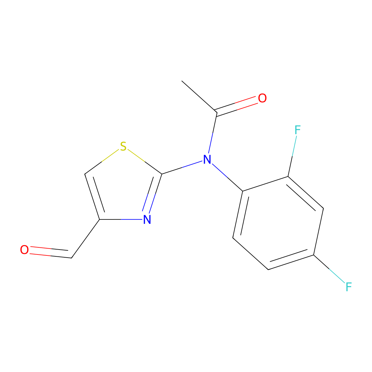 N-(2,4-difluorophenyl)-N-(4-formyl-1,3-thiazol-2-yl)acetamide molecular structure, CAS 854035-88-4
