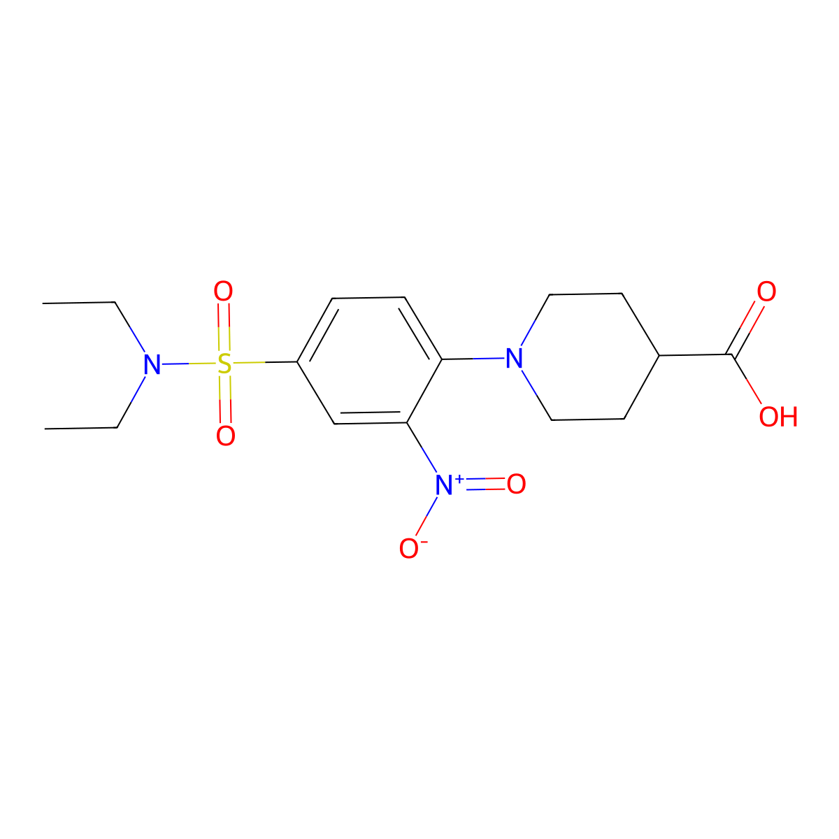 1-[4-(Diethylsulfamoyl)-2-nitrophenyl]piperidine-4-carboxylic acid molecular structure, CAS 854035-90-8