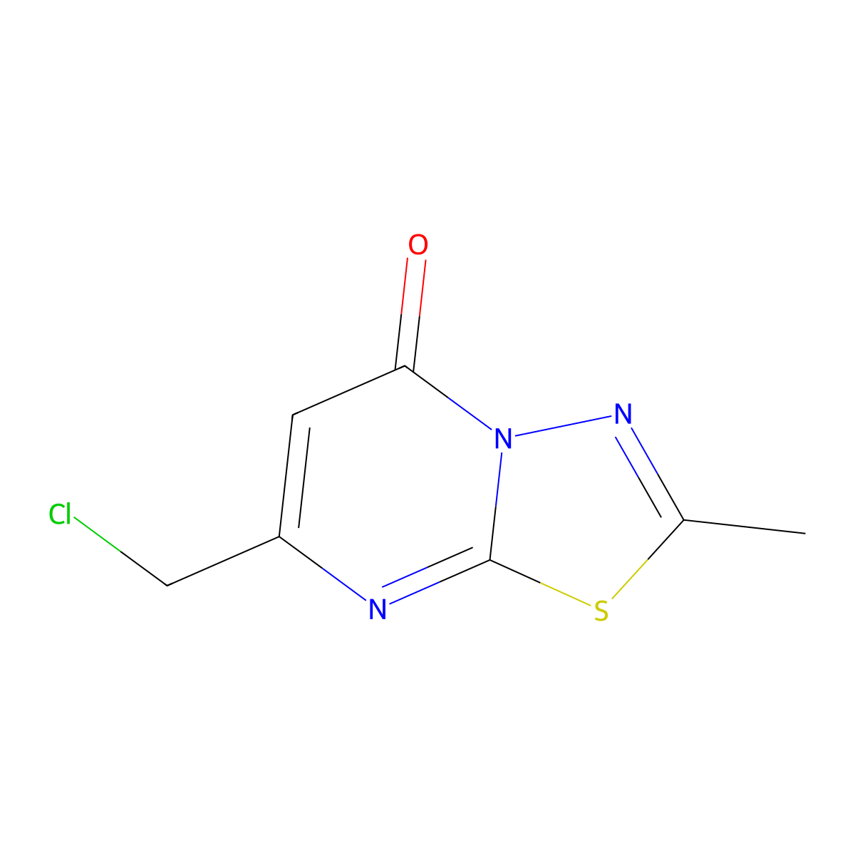 7-(chloromethyl)-2-methyl-5H-(1,3,4)thiadiazolo(3,2-a)pyrimidin-5-one molecular structure, CAS 854035-94-2