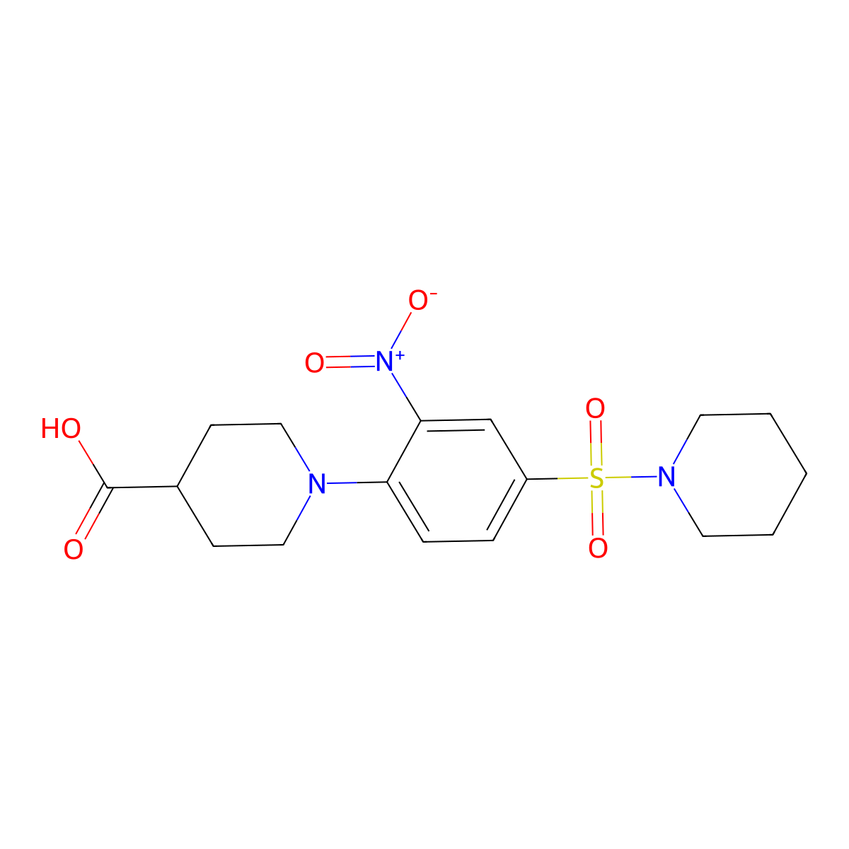1-[2-Nitro-4-(piperidine-1-sulfonyl)phenyl]piperidine-4-carboxylic acid molecular structure, CAS 854035-95-3