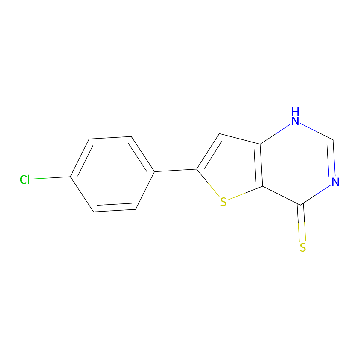 6-(4-Chlorophenyl)thieno[3,2-d]pyrimidine-4-thiol molecular structure, CAS 854036-01-4
