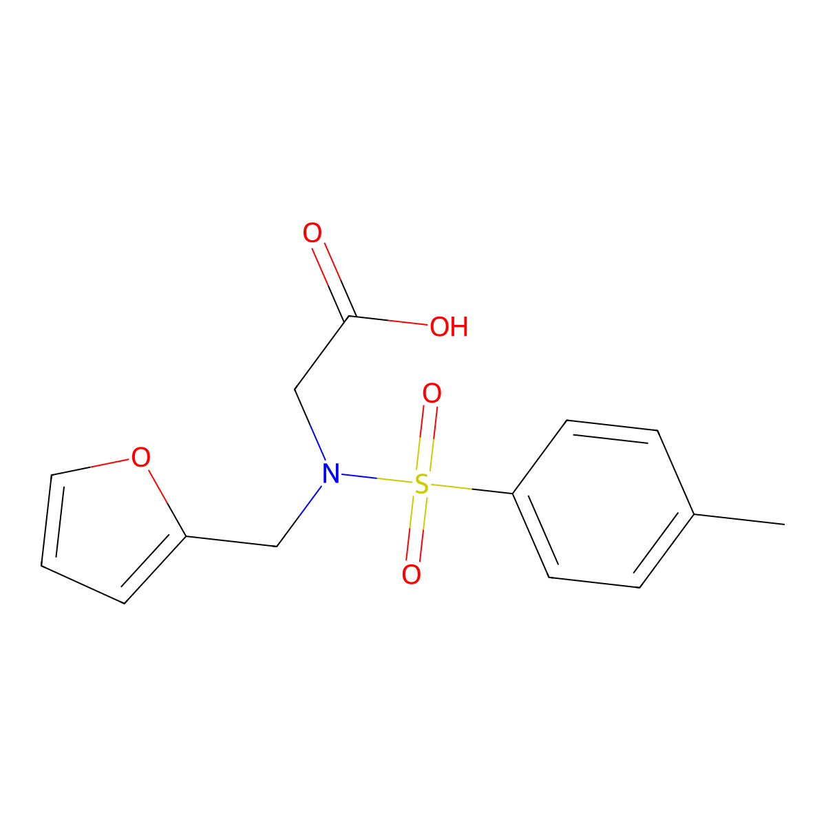 2-[N-(furan-2-ylmethyl)4-methylbenzenesulfonamido]acetic acid molecular structure, CAS 854036-07-0