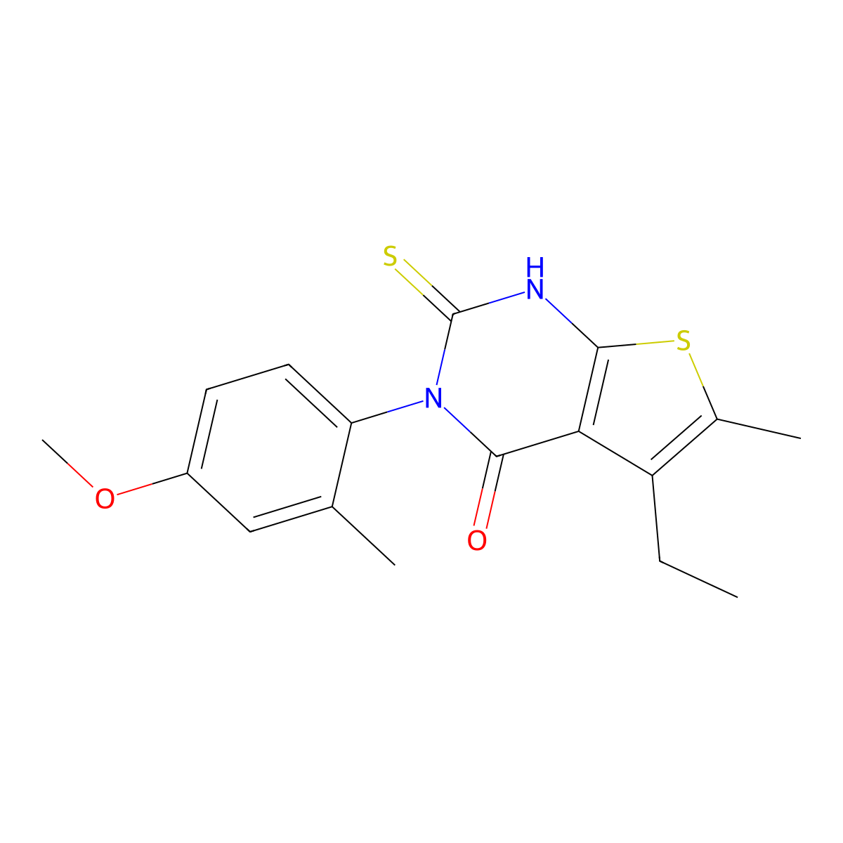 5-ethyl-3-(4-methoxy-2-methylphenyl)-6-methyl-2-sulfanyl-3H,4H-thieno[2,3-d]pyrimidin-4-one molecular structure, CAS 854039-11-5