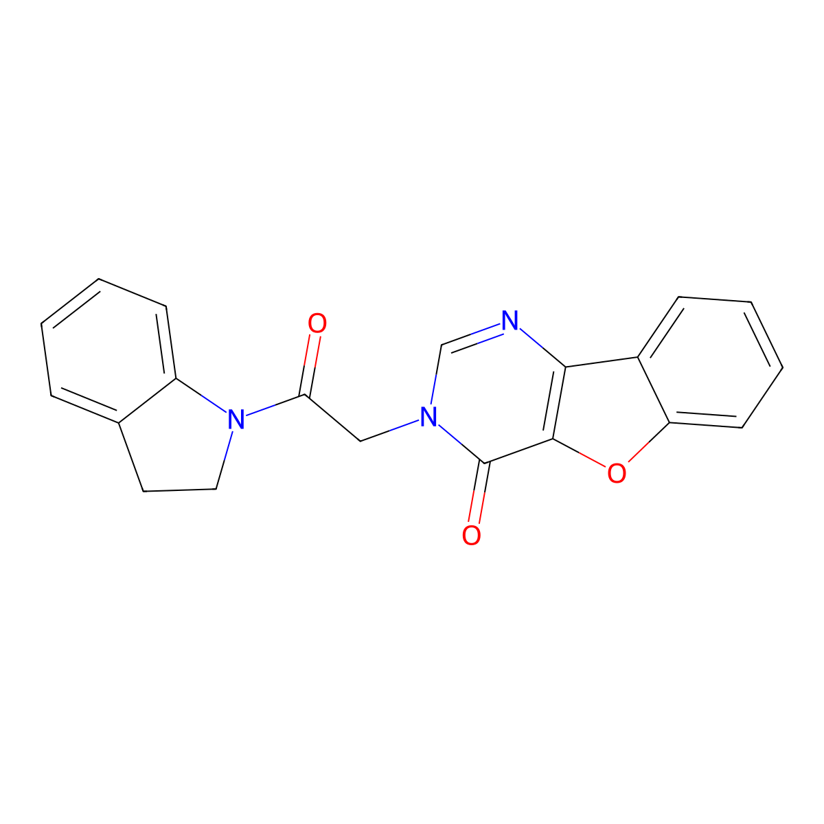 3-(2-(indolin-1-yl)-2-oxoethyl)benzofuro[3,2-d]pyrimidin-4(3H)-one molecular structure, CAS 854039-16-0
