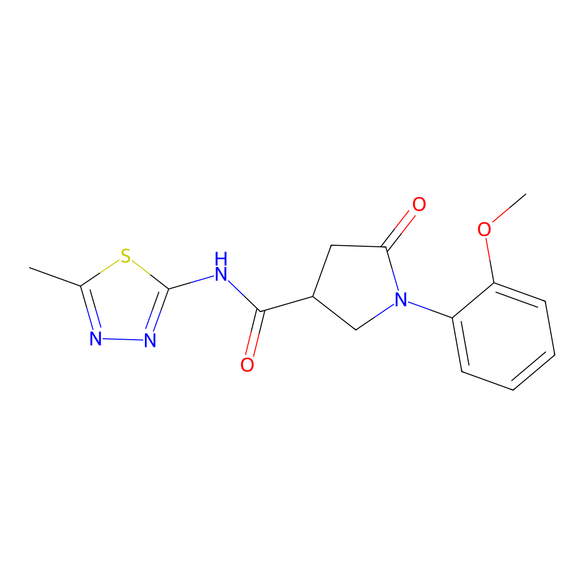 1-(2-methoxyphenyl)-N-(5-methyl-1,3,4-thiadiazol-2-yl)-5-oxopyrrolidine-3-carboxamide molecular structure, CAS 854041-96-6