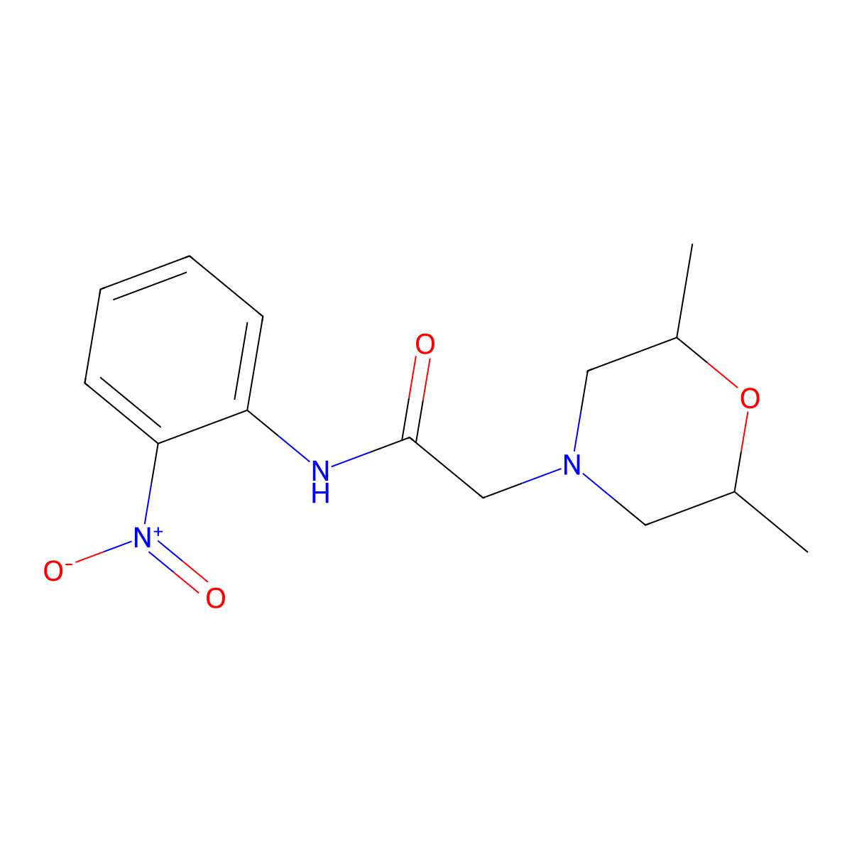 2-(2,6-dimethylmorpholin-4-yl)-N-(2-nitrophenyl)acetamide molecular structure, CAS 854042-78-7
