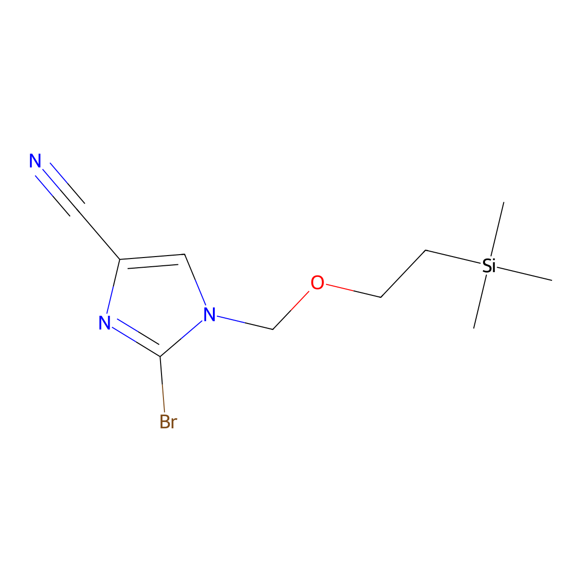 2-bromo-1-((2-(trimethylsilyl)ethoxy)methyl)-1H-imidazole-4-carbonitrile molecular structure, CAS 854044-51-2