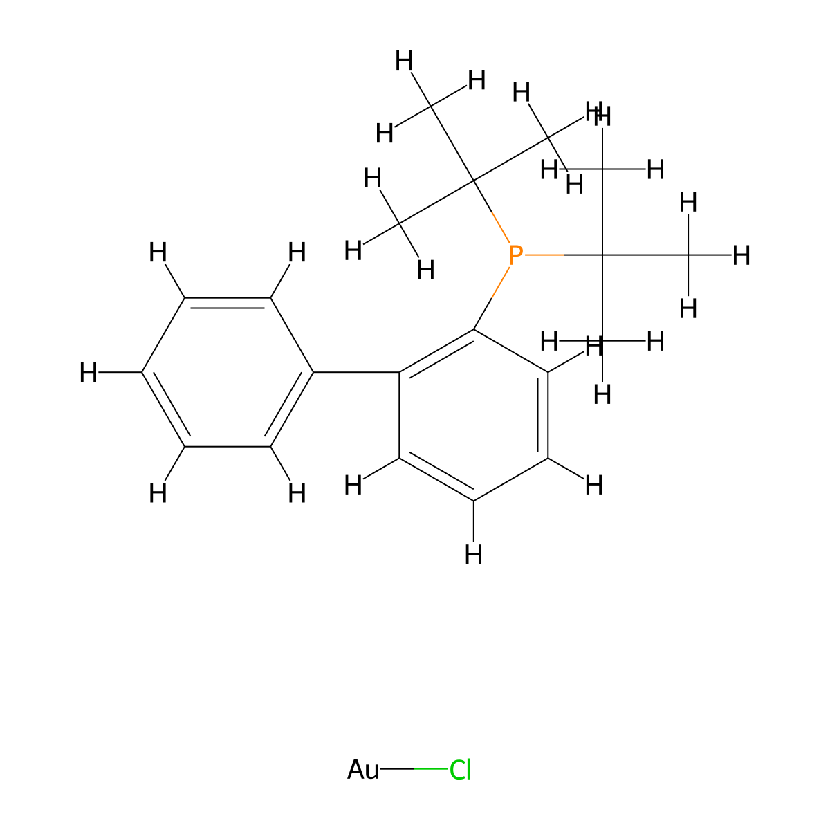 Chloro[2-(di-t-butylphosphino)biphenyl]gold(I) molecular structure, CAS 854045-93-5