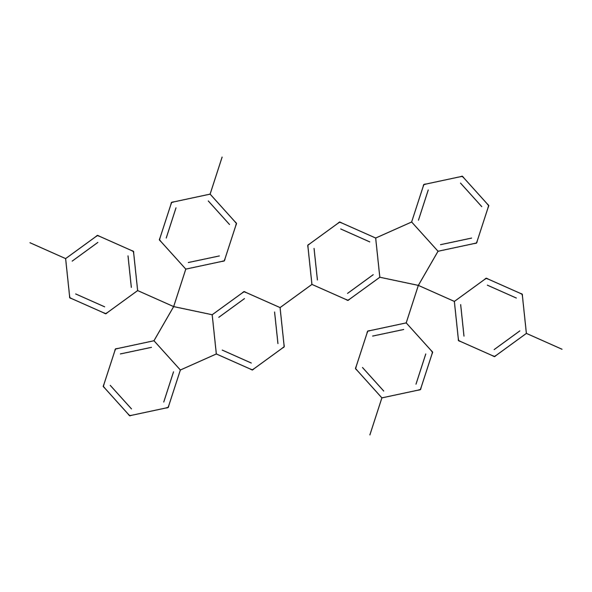 9,9,9',9'-Tetrakis(4-methylphenyl)-2,2'-BI-9H-fluorene molecular structure, CAS 854046-47-2