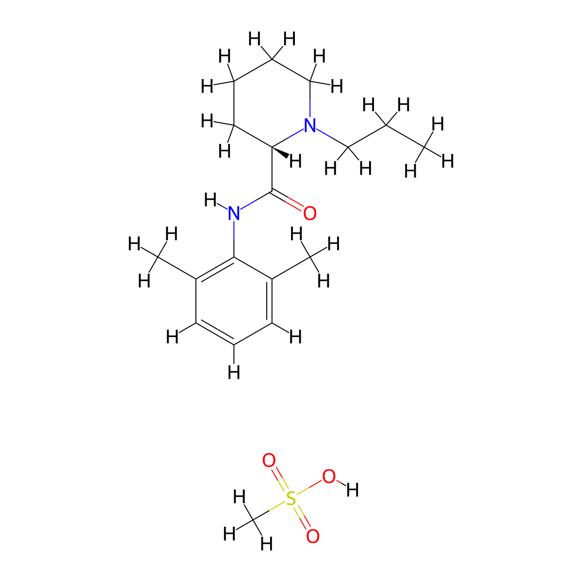 Ropivacaine mesylate molecular structure, CAS 854056-07-8