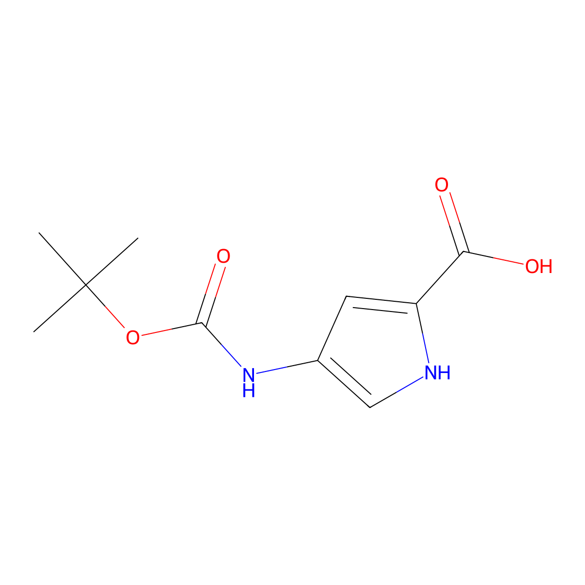 4-Tert-butoxycarbonylamino-1H-pyrrole-2-carboxylic acid molecular structure, CAS 85406-53-7