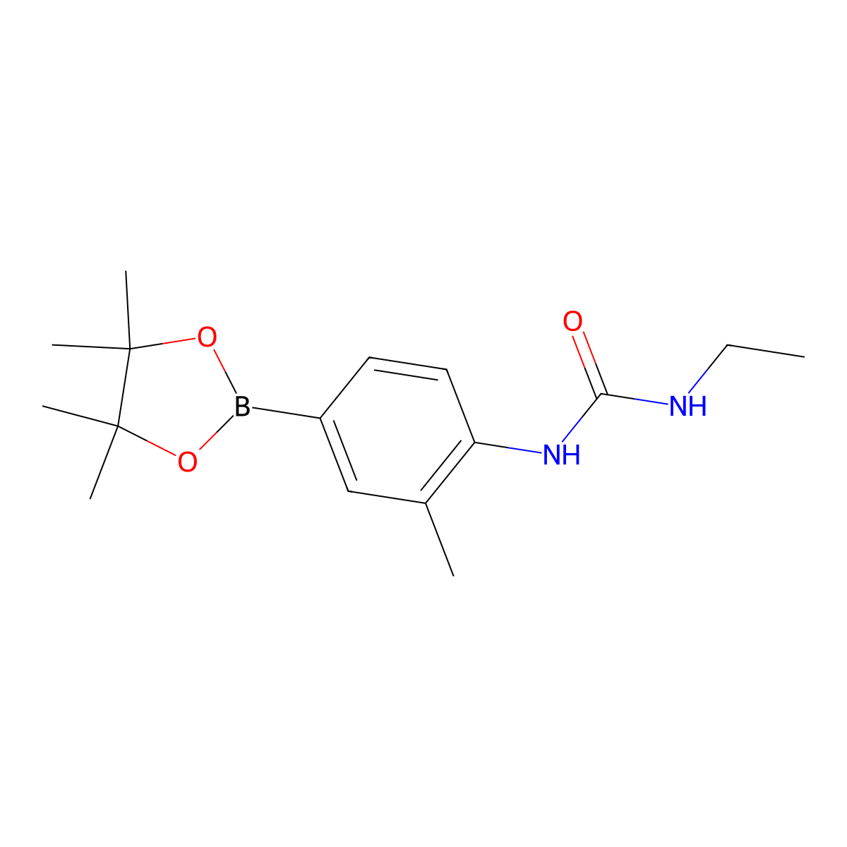 3-Ethyl-1-[2-methyl-4-(tetramethyl-1,3,2-dioxaborolan-2-yl)phenyl]urea molecular structure, CAS 854074-34-3