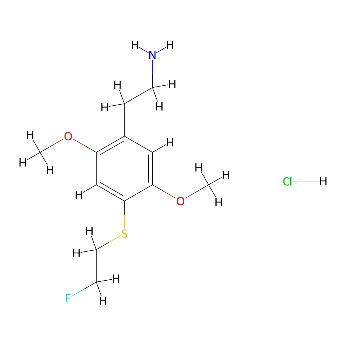 2,5-Dimethoxy-4-(2-fluoroethylthio)phenethylamine hydrochloride molecular structure, CAS 854085-27-1