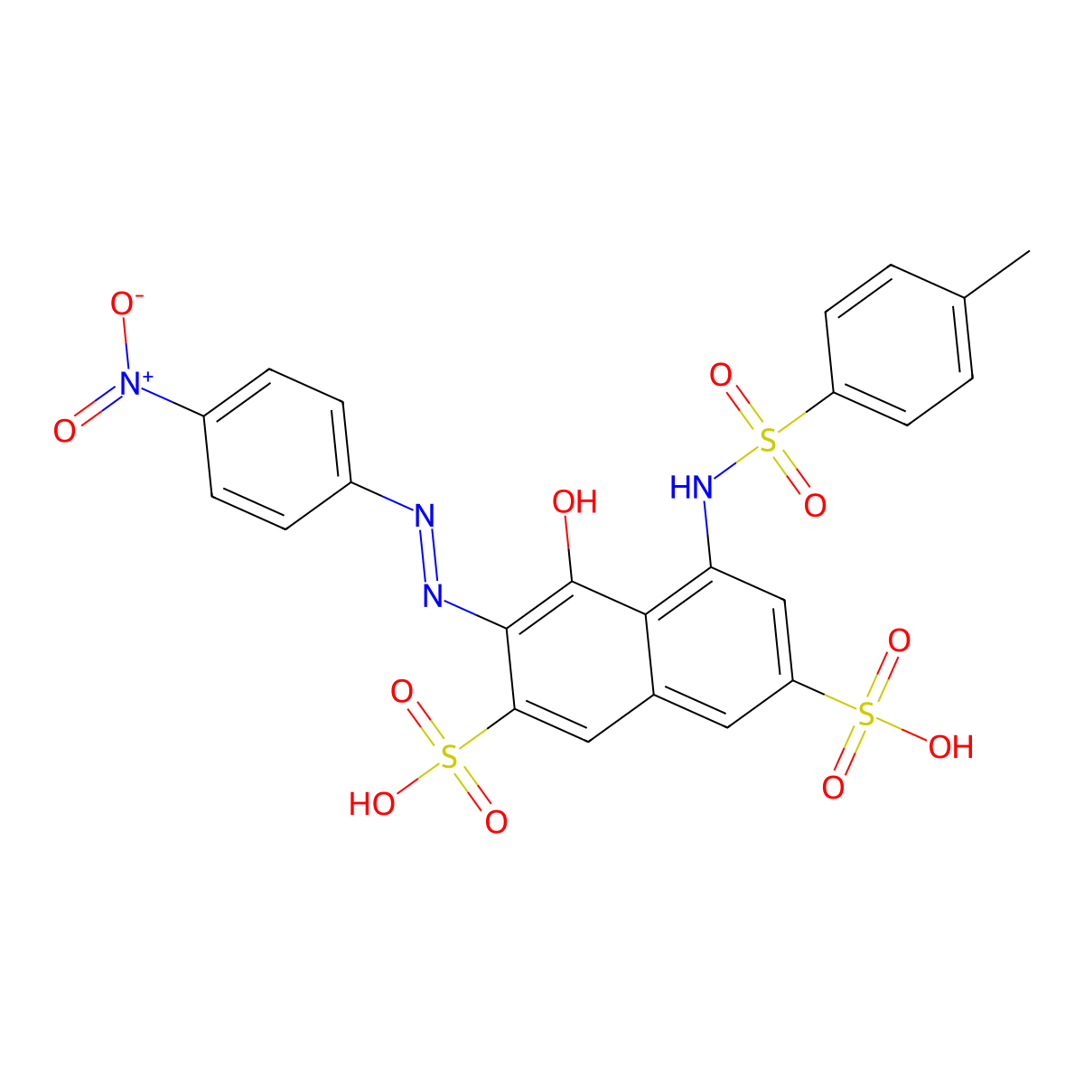 4-Hydroxy-3-((4-nitrophenyl)azo)-5-(((p-tolyl)sulphonyl)amino)naphthalene-2,7-disulphonic acid molecular structure, CAS 85409-49-0