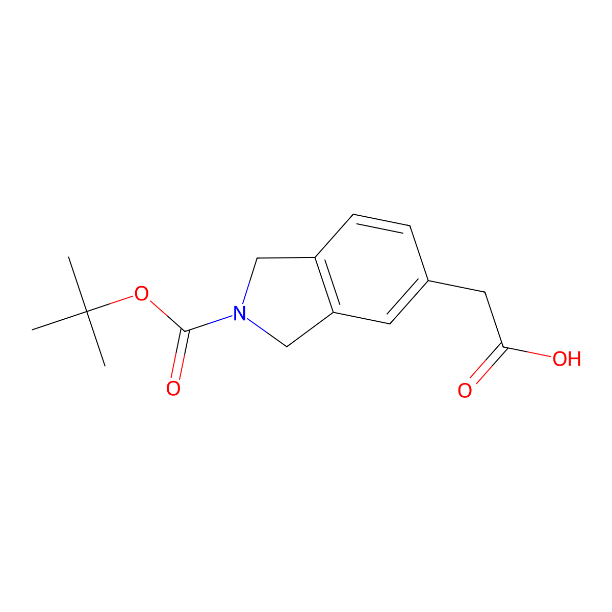 2-(2-(Tert-butoxycarbonyl)isoindolin-5-yl)acetic acid molecular structure, CAS 854092-27-6