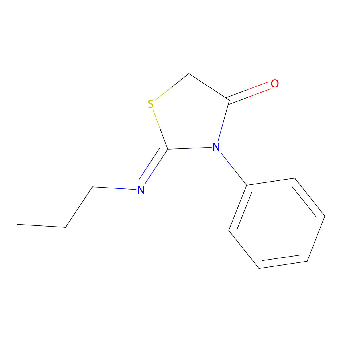 (Z)-3-phenyl-2-(propylimino)thiazolidin-4-one molecular structure, CAS 854107-48-5