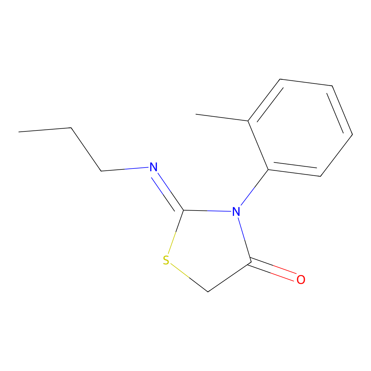 (Z)-2-(propylimino)-3-(o-tolyl)thiazolidin-4-one molecular structure, CAS 854107-53-2