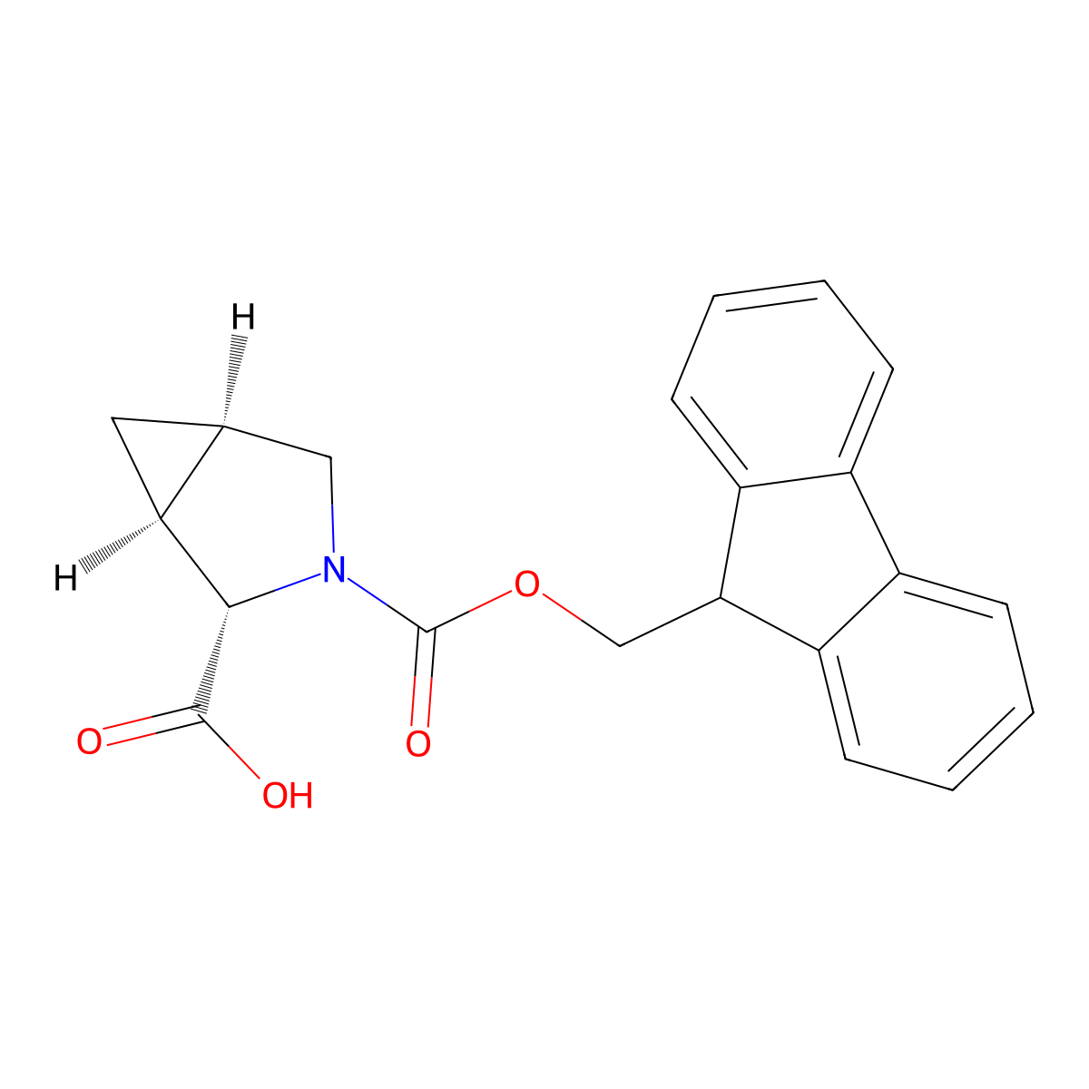 (1S,2S,5R)-3-(((9H-fluoren-9-yl)methoxy)carbonyl)-3-azabicyclo(3.1.0)hexane-2-carboxylic acid molecular structure, CAS 854113-43-2