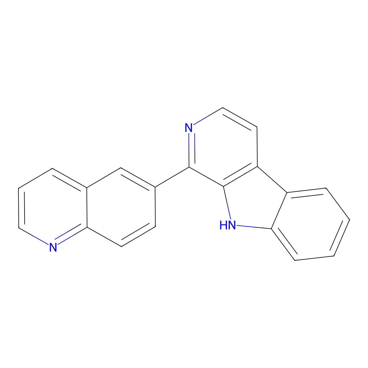 9H-Pyrido(3,4-b)indole, 1-(6-quinolinyl)-, hemihydrate molecular structure, CAS 85412-79-9