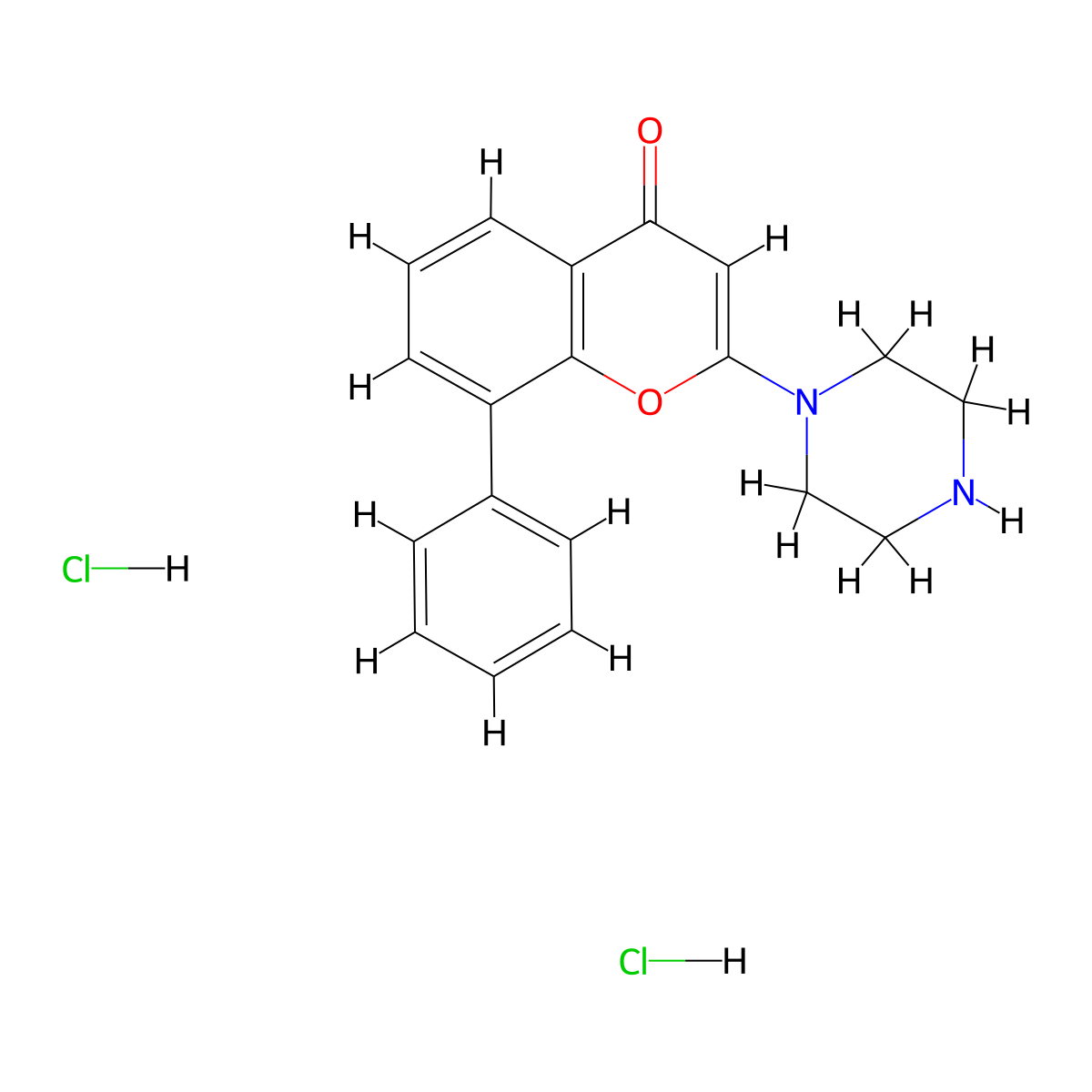 2-(4-Piperazinyl)-8-phenyl-4h-1-benzopyran-4-one dihydrochloride molecular structure, CAS 854127-90-5