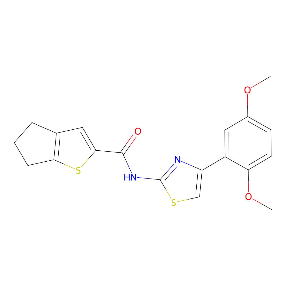 N-(4-(2,5-Dimethoxyphenyl)thiazol-2-yl)-5,6-dihydro-4H-cyclopenta[b]thiophene-2-carboxamide molecular structure, CAS 854135-46-9