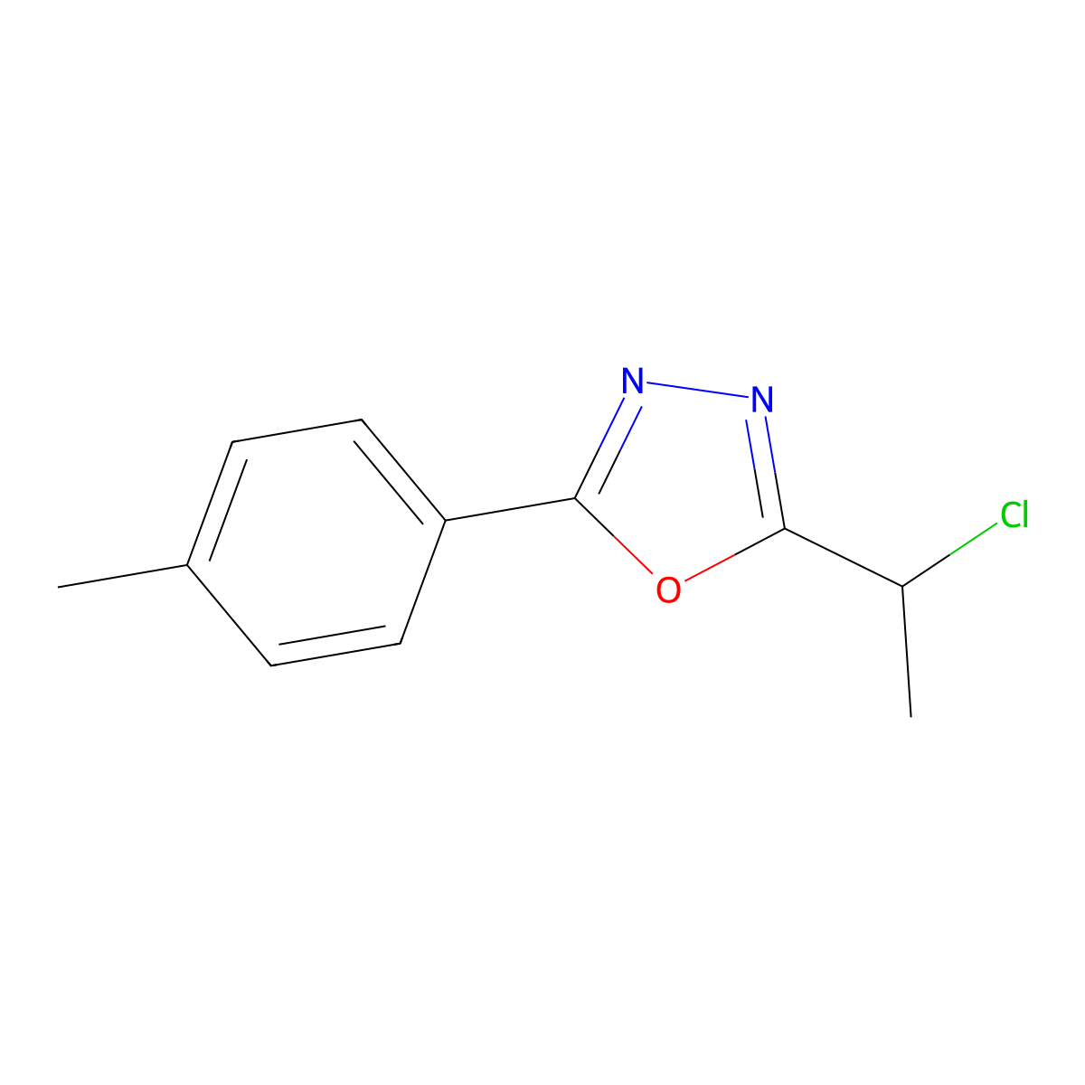 2-(1-Chloroethyl)-5-(4-methylphenyl)-1,3,4-oxadiazole molecular structure, CAS 854137-53-4