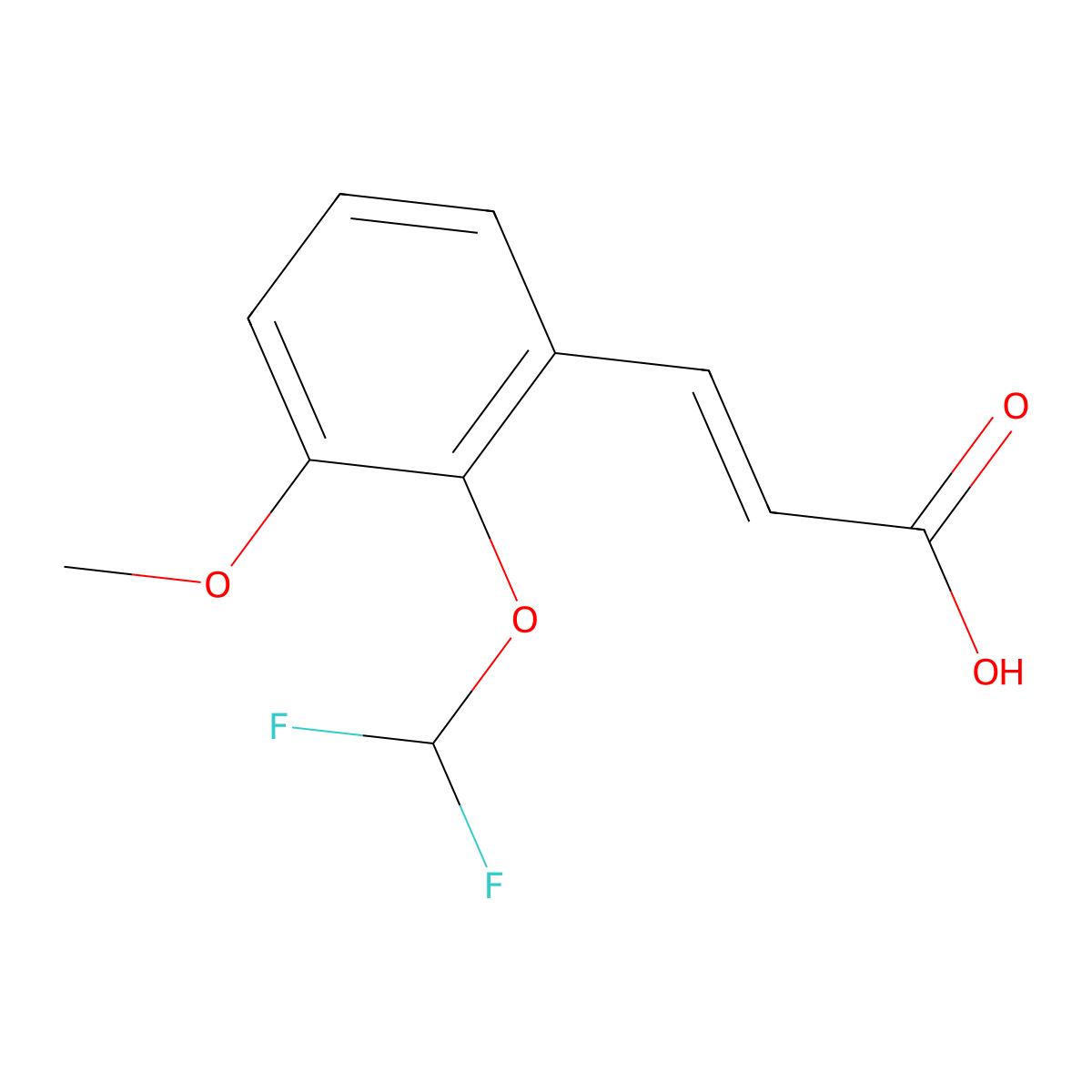 (2E)-3-[2-(difluoromethoxy)-3-methoxyphenyl]acrylic acid molecular structure, CAS 854137-62-5