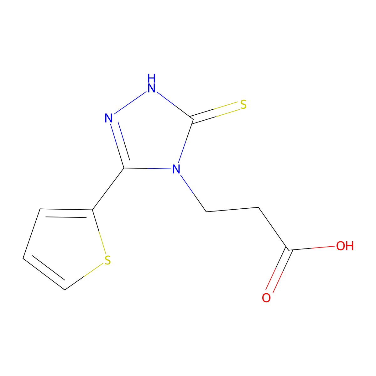3-[3-sulfanyl-5-(thiophen-2-yl)-4H-1,2,4-triazol-4-yl]propanoic acid molecular structure, CAS 854137-70-5