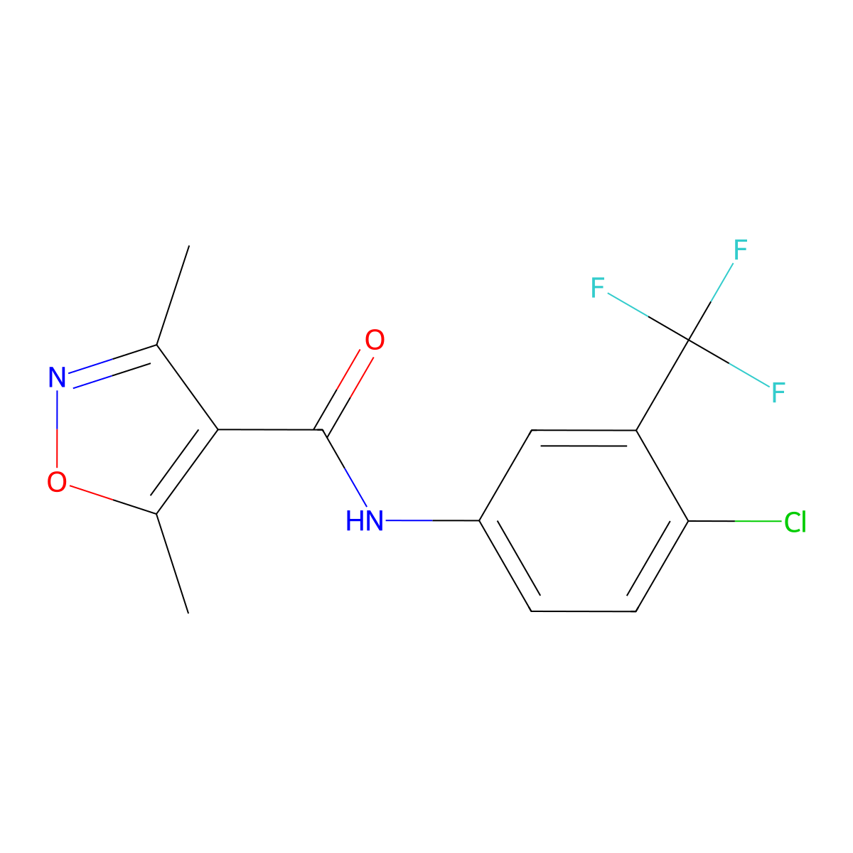 N-[4-chloro-3-(trifluoromethyl)phenyl]-3,5-dimethyl-1,2-oxazole-4-carboxamide molecular structure, CAS 854138-00-4