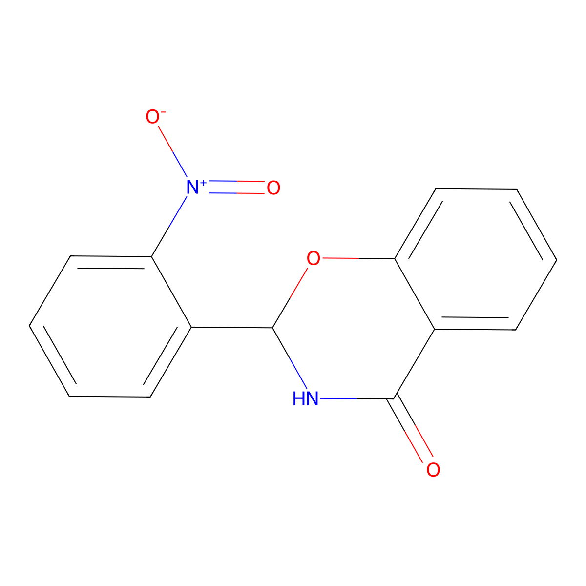 2-(2-nitrophenyl)-2,3-dihydro-4H-1,3-benzoxazin-4-one molecular structure, CAS 854163-25-0